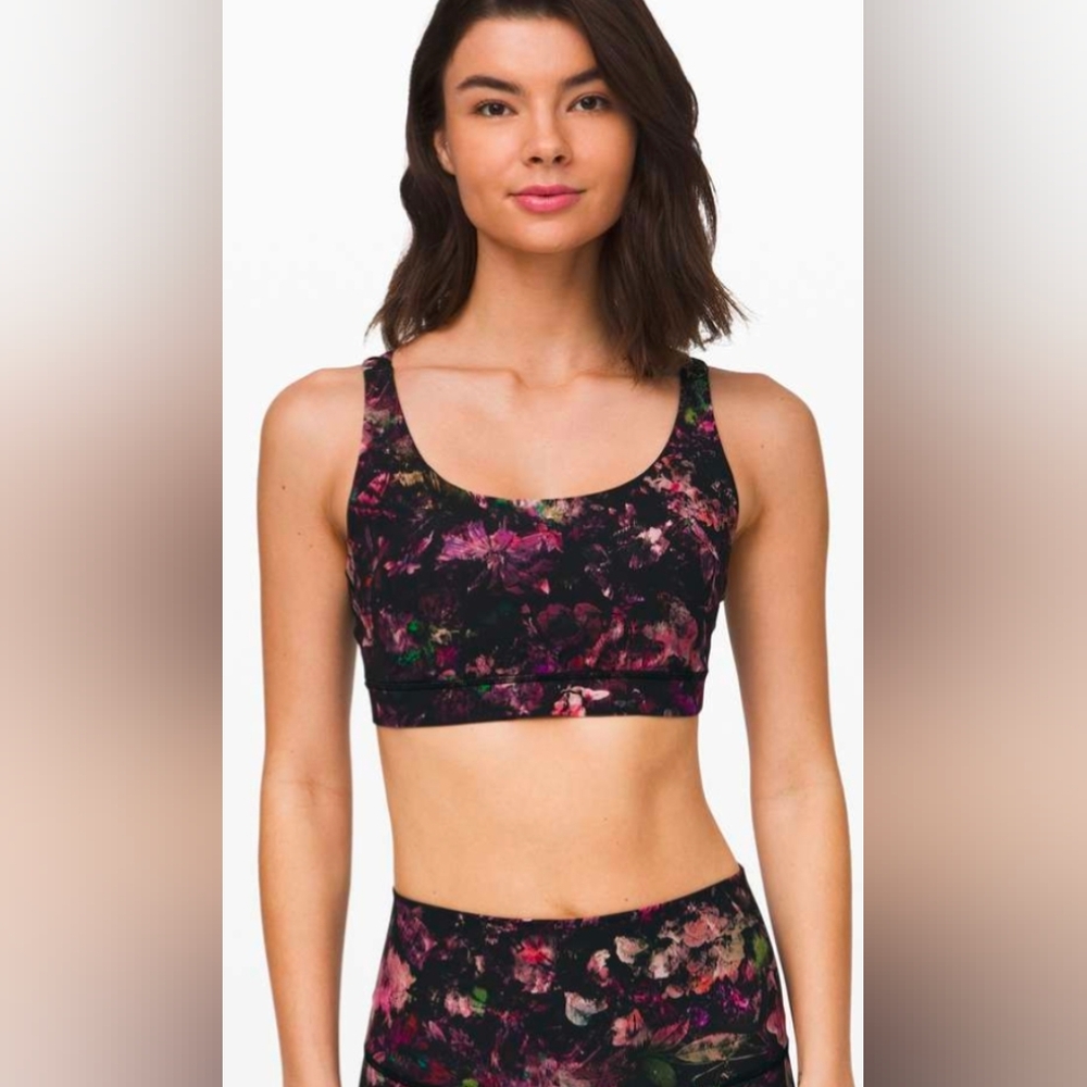 Lululemon Energy Bra Floral Illusion Antique White Multi Size 10
